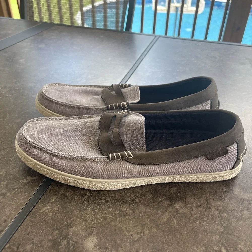 Cole Haan GRAND.OS Nantucket Loafers Men's 13 Slip On Gray Canvas